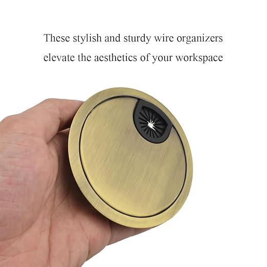 HAHIYO 1Pcs 3.15Inch/80mm Bronze Zinc Alloy Desk Grommet Wire Grommet Cable Management Cord Hole Cover Desk Wire Hole Insert Wire Organizer for Computer Office Home School Equipment Systems