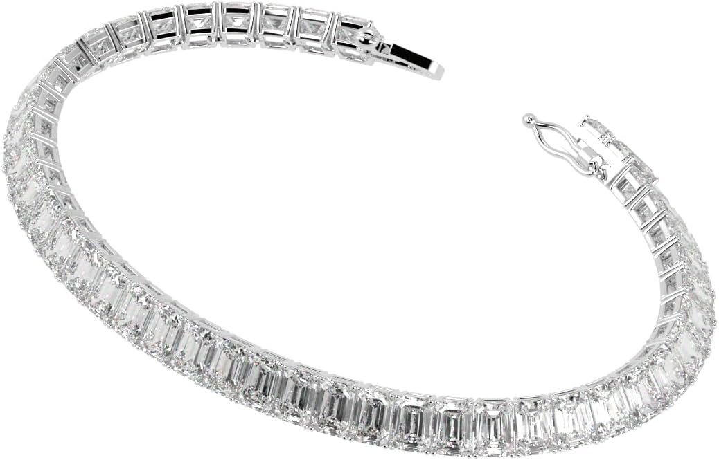 Houston Diamond District 2 to 28 Carat Lab Grown Diamond Classic Tennis Bracelet, 4-Prong Setting for Women (E-F Color, VS2-SI1 Clarity)