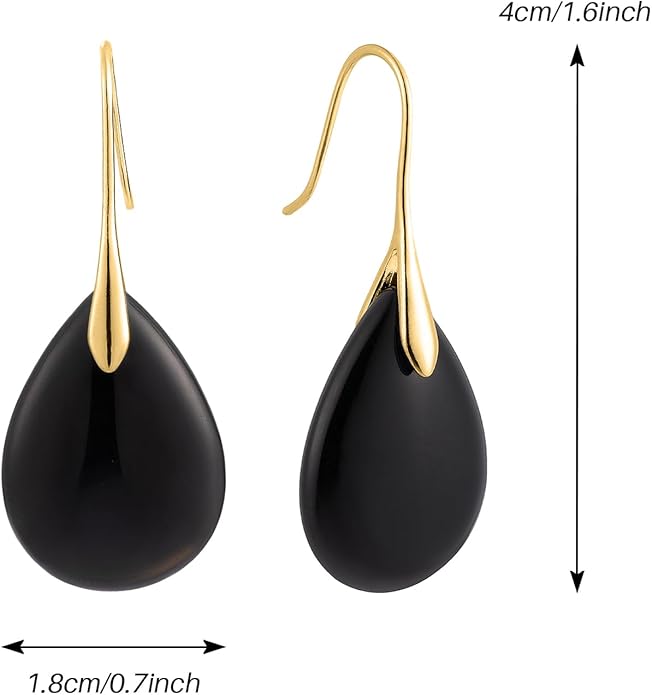 SELOVO Agate Teardrop Stone Grey Drop Earrings Fishhook Dangle Earrings for Women