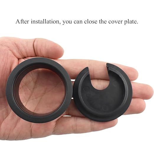 HAHIYO 2Pcs 1.77Inch/45mm Black ABS Plastic U-Shaped Desk Grommet Wire Grommet Cable Management Cord Hole Cover Desk Wire Hole Insert Wire Organizer for Computer Office Home School Equipment Systems