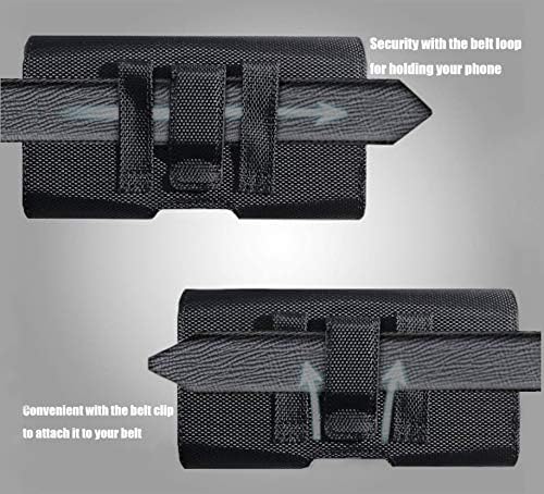 AH Military Grade Horizontal Cell Phone Pouch Clip Cell Phone Holder for Belt Loop for iPhone 13 Max 12 Pro Max 14 Max 14 Max Plus, S20 Plus Nylon Phone Carrier Holster Fits Cell Phone (Large)