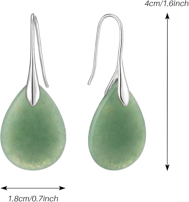 SELOVO Agate Teardrop Stone Grey Drop Earrings Fishhook Dangle Earrings for Women