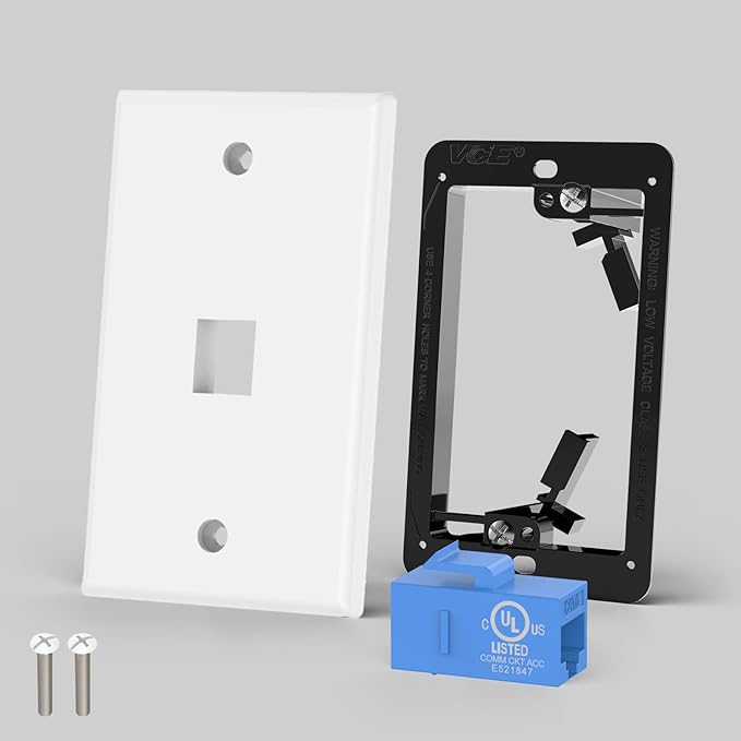 VCE 6-Pack Ethernet Wall Plate (UL-Listed), CAT6 RJ45 Wall Plate with Low Voltage Mounting Bracket 1 Gang, Blue