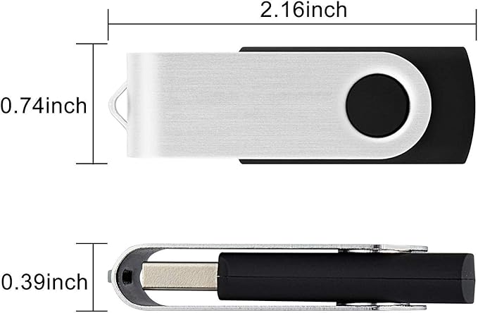 KEXIN 100 Pack 1GB USB Flash Drive Bulk Pack Thumb Drive Bundle USB Drives Jump Drive USB Stick 1 GB Swivel Design Memory Stick Black