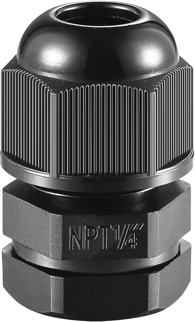 25 PCS 1/4"(4-8mm) NPT Nylon Cable Gland Joints with Gaskets, IP68 Adjustable Lock Nut Strain Relief Cord Grip Waterproof Cable Glands - UL Listed and RoHS Compliant
