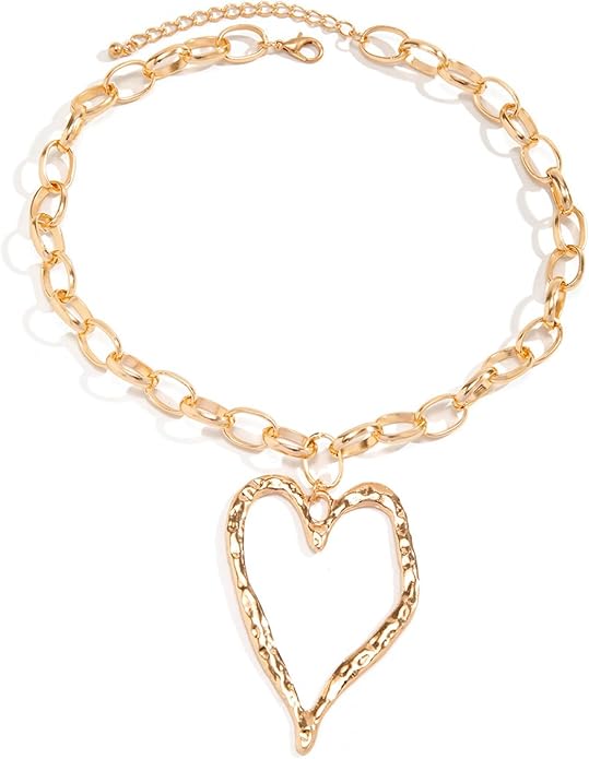 Y2k Large Heart Necklaces for Women Chunky Big Heart Pendant Necklace Exaggerated Layered Love Pearl Choker Necklace Set Dainty Statement Jewelry Gift