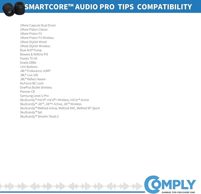 Comply P-Series | Memory Foam Replacement Ear Tips Designed for Etymotic, NuForce, ISOtunes PRO, Q-Jays, & More | Superior Noise Isolation, Ultimate Comfort, Secure Fit | Black (S/M/L) (3 Pairs)