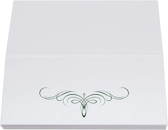 Decadent Flourish Place Cards, Hunter Green (Choose Color), Set of 25, Pre-cut and Scored - Wedding, Party, Dinner, and Special Events - Made in the USA
