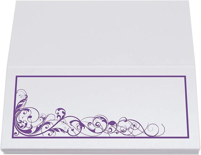 Scribble Vintage Swirl Place Cards, Purple (Choose Color), Set of 60, Pre-cut and Scored - Wedding, Party, Dinner, and Special Events - Made in the USA