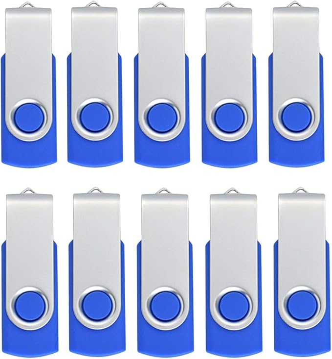 Aiibe 8 GB Flash Drive 10 Pack USB Flash Drives 8G USB 2.0 Memory Stick Thumb Drive Data Storage Swivel Keychain Design Pen Zip Drives Wholesale/Lot/Bulk (10 Pack, 8GB, Blue)