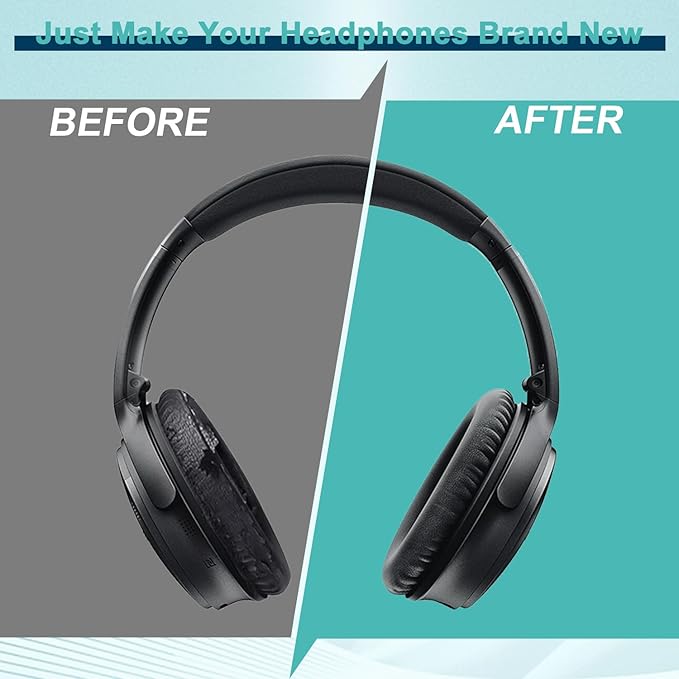 Replacement Earpads Cushions for Bose QuietComfort 35 & Quiet Comfort 35 II, Headphones Ear Covers Ear Pads for Bose QC35/QC35II/25/15 QC2 / Ae2 / Ae2i / Ae2W / Sound Link/Sound True-Black&Blue