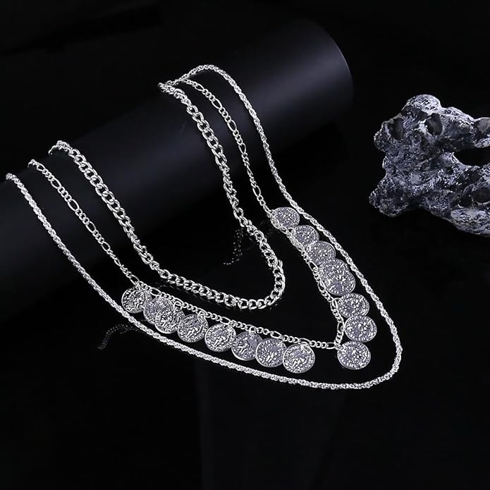 Pirate Necklace Chunky Gold Necklace for Women vintage Pirate Coin Pendant Necklace Fashion Chunky Chain Choker Necklaces Pirate Costume Women Men Jewellery
