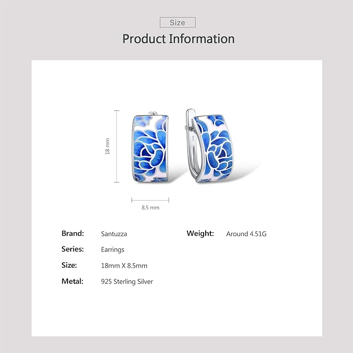 Santuzza 925 Sterling Silver Enamel Pattern Dangle Earrings