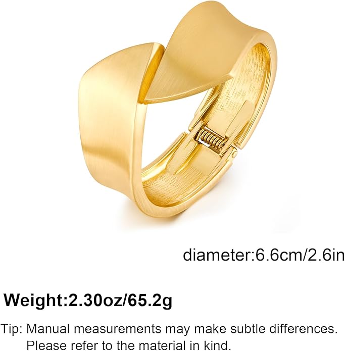 Statement Golden Matte Bracelet for women Minimalist Chunky Brushed Bangle Bracelet Vintage Thick Wide Cuff bracelet Gold Plated Open Cuff Geometric Bracelet