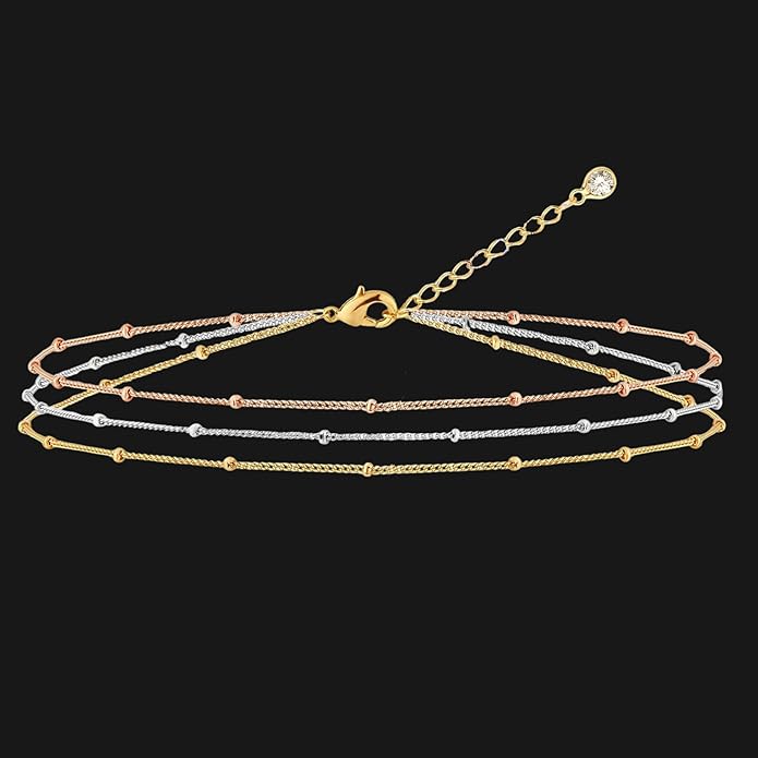 Solza 3 Layer Chain Bracelet for Women – Stainless Steel Adjustable Layered Bracelet, Minimalist Charm Jewelry, Non-Tarnish Plated, Stackable Design