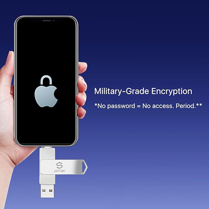Genuine Apple MFi Certified iPhone USB Flash Drive 128GB - Real Capacity - No Fake Storage, Genuine Lightning, encrypted Auto Backup Photo Stick for iPhone iPad Photos/Videos - Avoid Fake MFi Clones!