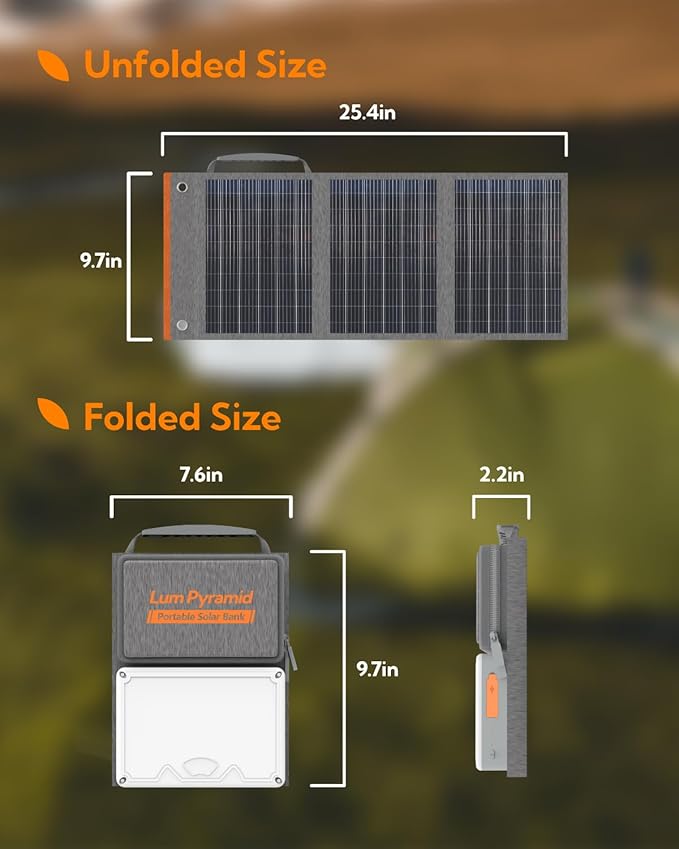 Lumopal Portable Solar Charger 99.9 Wh Battery Bank Equipped with 24W Foldable Solar Panels and 600 Lumen Adjustable LED Camping Light, 65W PD USB-C, 22W QC3.0 USB A Output for Outdoor