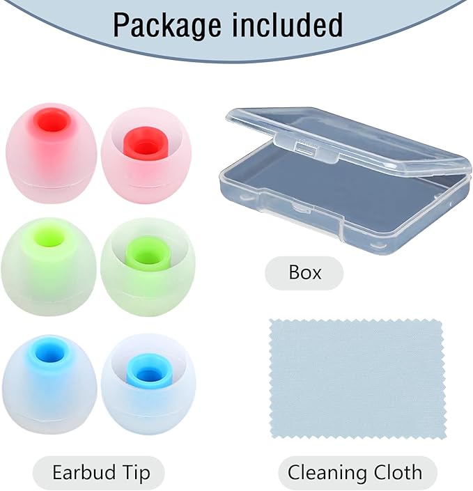 Silicone Replacement Earbud Tips Earbud Covers Ear Tips Fit for in-Ear Headphones (Inner Hole 3.8mm -5.1mm) Earbud Replacement Tips 9 Pairs