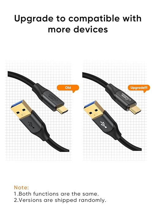 CableCreation USB A to USB C Cable 3.3FT, USB-C to USB 3.1 USB 3.2 Gen2 10Gbps USB-A to C Data Cord, Android Auto Cable 3A for Type-C External SSD MacBook Pro iPad, Galaxy S24 Ultra/S24+/S23,1.0m