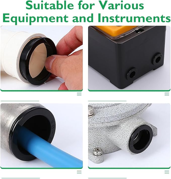 160 Pcs 6 Sizes Cable Snap-in Knockout Insulating Bushing Grommets Assortment Kit, 5/16, 3/8, 1/2, 5/8, 3/4, 1 Black Nylon Plastic Hole Grommets for Wiring, Wire Cord Hose Tubing Protector