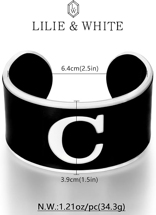 LILIE&WHITE Acrylic Monogram Resin Bracelet for Women Trendy Acrylic Statement Bracelets Jewelry Gift
