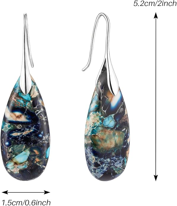 SELOVO Stone Fishhook Dangle Drop Earrings Statement Earrings for Women Stone