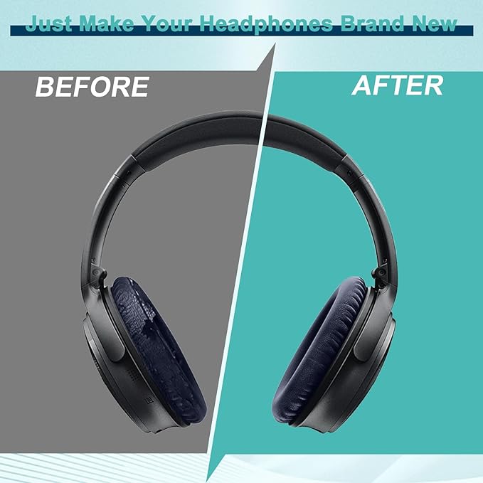 Replacement Earpads Cushions for Bose QuietComfort 35 & Quiet Comfort 35 II, Headphones Ear Covers Ear Pads for Bose QC35/QC35II/25/15 QC2 / Ae2 / Ae2i / Ae2W / Sound Link/Sound True-Blue