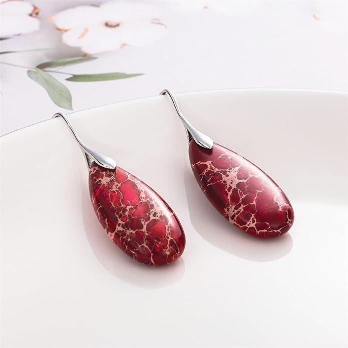 SELOVO Stone Fishhook Dangle Drop Earrings Statement Earrings for Women Stone