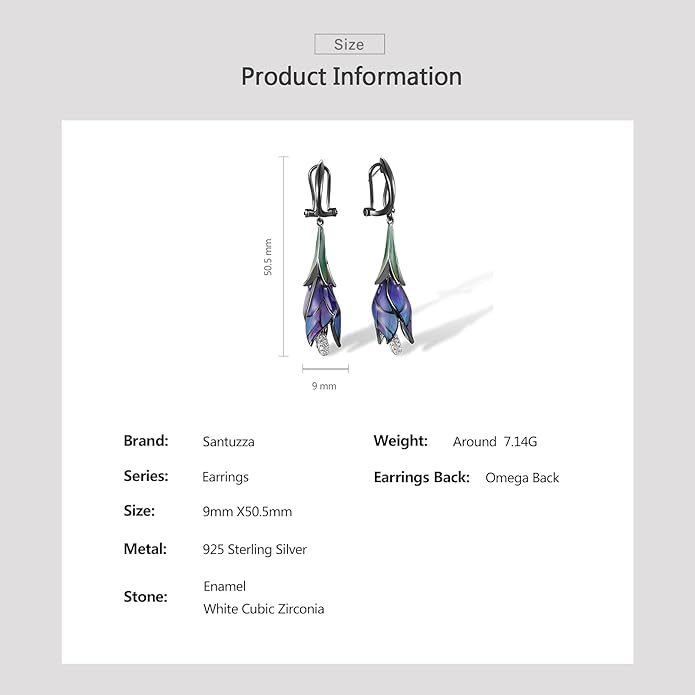 Santuzza Sterling Silver Enamel Tulip Earrings for Women