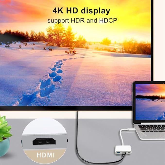 AIRSKY USB-C Digital Av Multiport Adapter, USB C to HDMI Adapter for iPhone 15/16 to TV with Fast Charging Port Two-Way, USB3.1 and 4K HDMI Output Compatible with Iphone15 / 16 Ipad pro Mackbook Pro