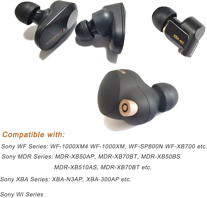 Silicone Ear Tips for Sony Earbuds Replacement for WF-1000XM4 WF-1000XM5 WF-SP800N MDR-XB50AP WF-XB700 XBA, MDR WF Series Earbuds Tips for Sony Earphone, 4 Pairs