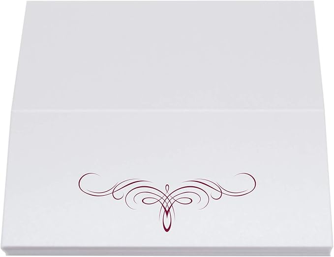 Decadent Flourish Place Cards, Burgundy (Choose Color), Set of 25, Pre-cut and Scored - Wedding, Party, Dinner, and Special Events - Made in the USA