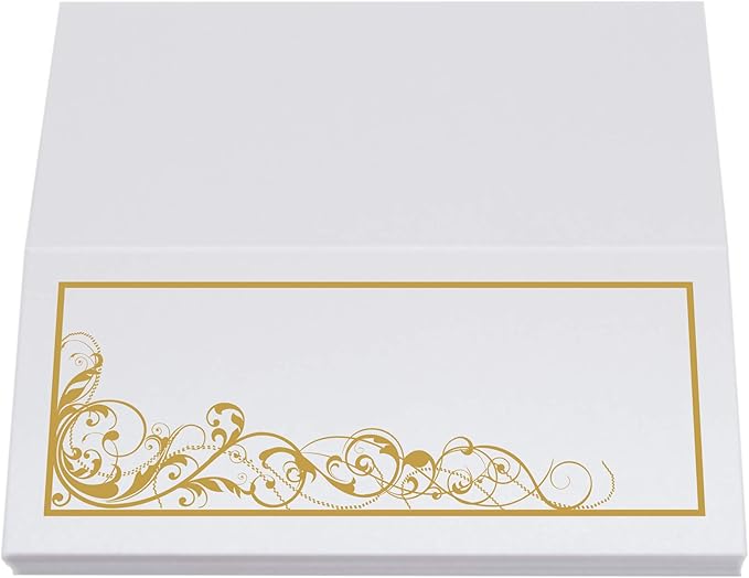 Scribble Vintage Swirl Place Cards, Gold (Choose Color), Set of 25, Pre-cut and Scored - Wedding, Party, Dinner, and Special Events - Made in the USA
