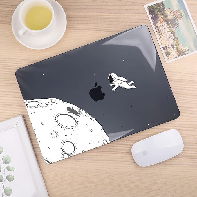 CISSOOK Case Compatible with MacBook Air 13 Inch 2021 2020 2019 2018 Release Model A2337 M1 A2179 A1932, Clear Black Hard Shell with Keyboard Cover for MacBook Air13 2020 with Touch ID, Astronaut