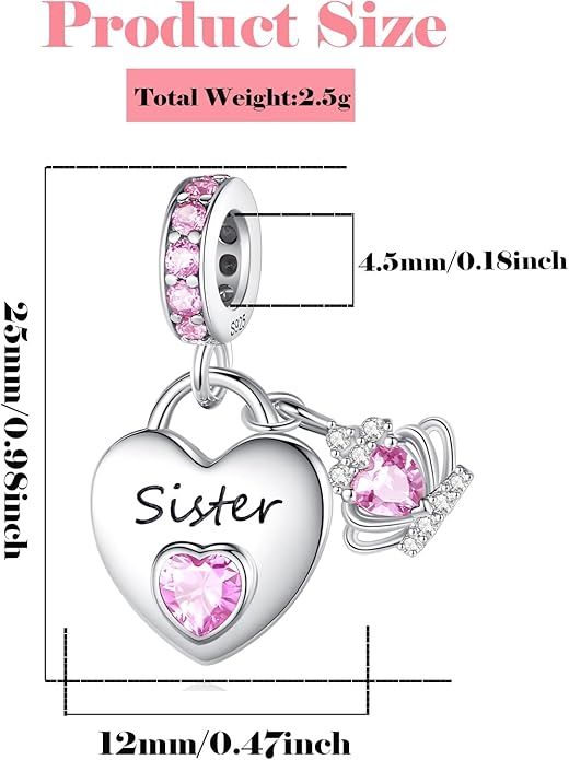 Family Charms for Charms Bracelet: 925 Sterling Silver Heart Dangle Charms for Bracelets and Necklaces, Birthday Mother's Day Christmas Jewelry Gifts For Women.