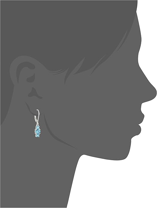Amazon Essentials Sterling Silver Genuine and Created Gemstone Three Stone Birthstone Leverback Dangle Earrings