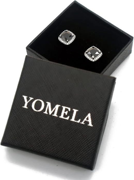 YOMELA Cubic Zirconia Earrings Studs, Halo CZ Birthstone Simulated Diamond Stud Earrings for Women