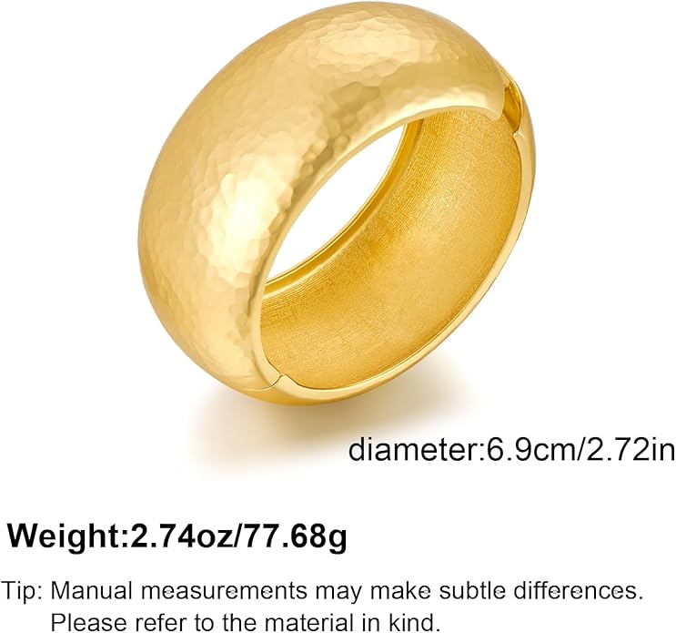 Statement Golden Matte Bracelet for women Minimalist Chunky Brushed Bangle Bracelet Vintage Thick Wide Cuff bracelet Gold Plated Open Cuff Geometric Bracelet