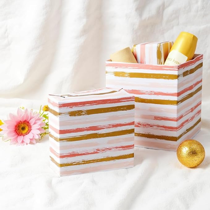 Miss DuiDui Birthday Gift Wrapping Paper Roll - 17 inch x 32.8 Feet - Pink Golden Stripes Design for Girl Boys Kids, Party, Birthday, Baby Shower, Holiday, Wedding