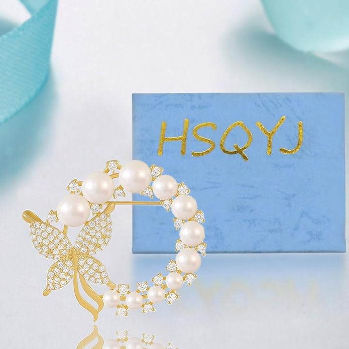 Crystal Pearl Flower Brooches Pins Fashion Beautiful Created Rhinestone Floral Brooch Good Idea for Party Dance Wedding Banquet for Elegant Women Girl