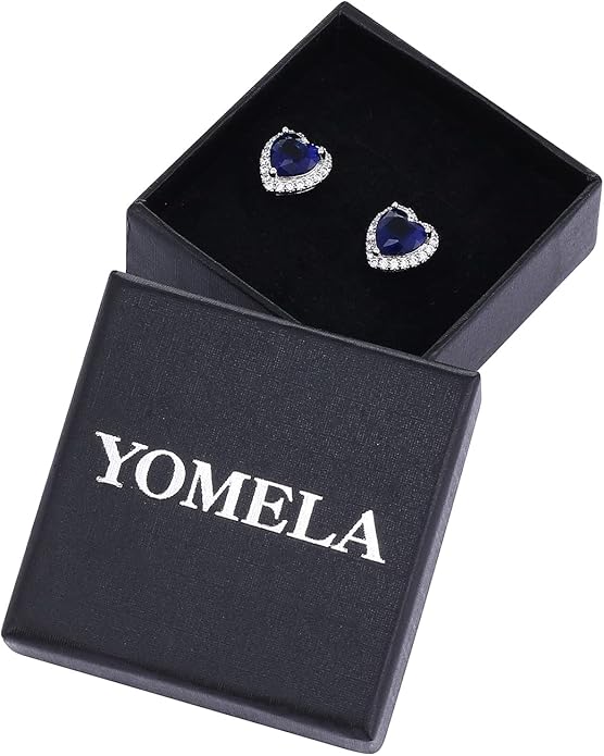 YOMELA Cubic Zirconia Earrings Studs, Halo CZ Birthstone Simulated Diamond Stud Earrings for Women