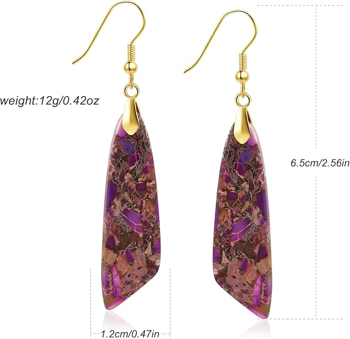 Jasper Stone Earrings for Women Trendy Dangle Earrings Fishhook Drop Earrings