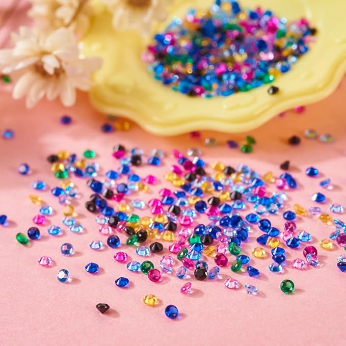 Fashewelry 1500pcs Tiny Cubic Zirconia Stones 1.5mm Pointed Back Faceted Rhinestones Mixed Color CZ Loose Stones for DIY Jewelry Making Replacement