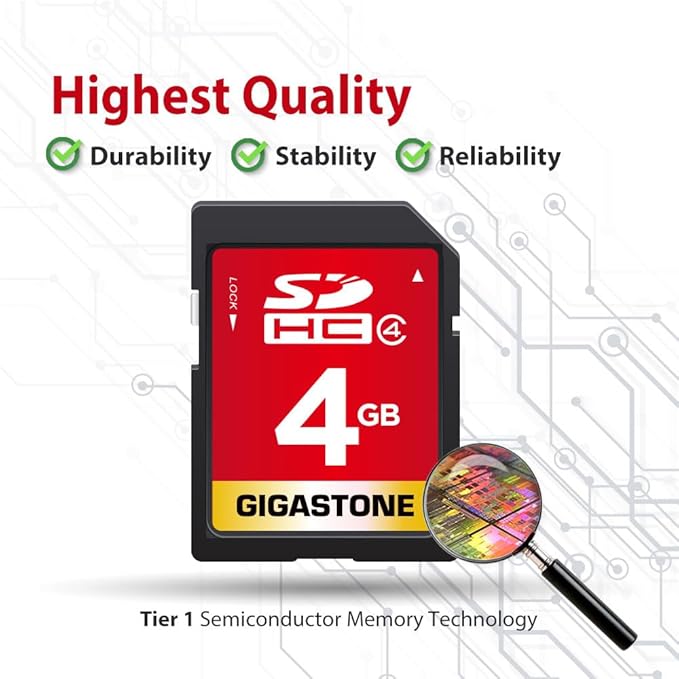 GIGASTONE 4GB SD Card 5 Pack SDHC Class 4 Memory Card for Photo Video Music Voice File DSLR Camera DSC Camcorder Recorder Playback PC Mac POS 5pcs in Pack (Pack of 5), with 5 mini Cases