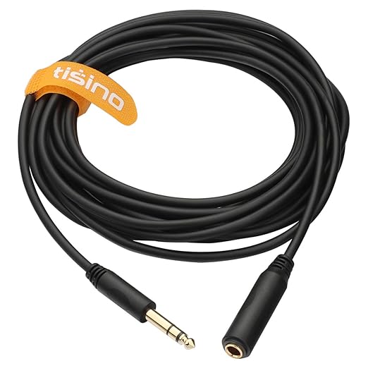 Tisino 1/4 Extension Cable 20 ft, Headphone Extension Cable Quarter inch TRS Male to Female Stereo Guitar Extension Cable Cord