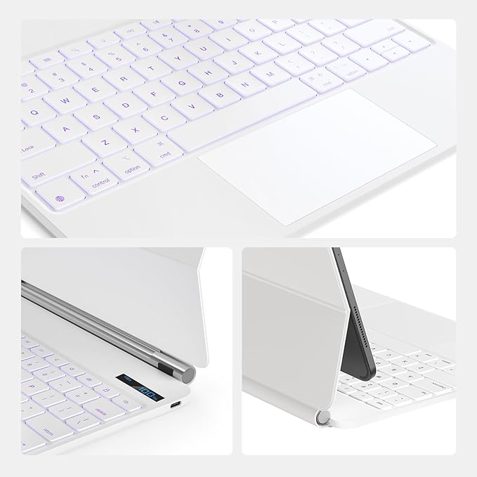 for iPad Air 13 inch case Keyboard M3 2025 & M2 2024,Magic Keyboard for iPad Pro 12.9 (6th,5th,4th,3rd Gen),Magnetic Attach,Multi-Gesture Trackpad,7-Color Backlit,Shortcut Keys,White