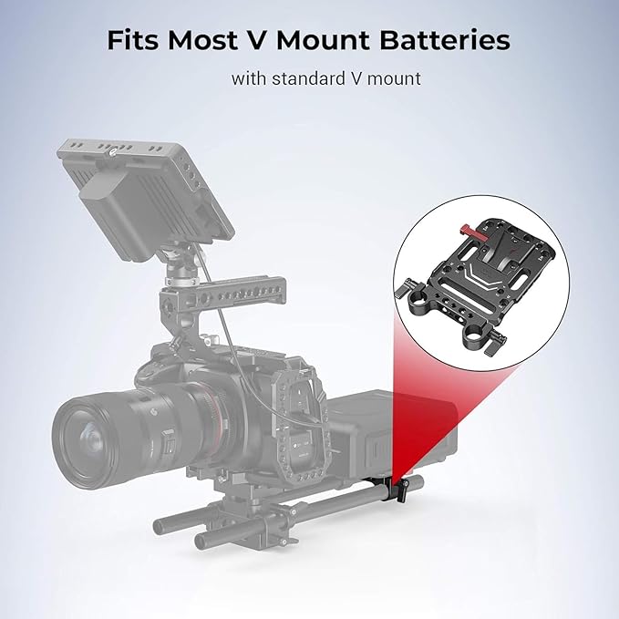 SmallRig Battery Plate with V-Lock Mount with Dual 15mm Rod Clamp Kit for Camera Power Supply - 4958