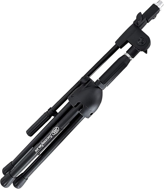 AxcessAbles Low-Profile Microphone Tripod Stand with Boom Arm | Adjustable Height Short Floor Mic Stand with Boom | Kick Drum Mike Stands |Guitar Amp Stands (2-Pack)