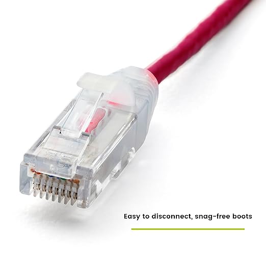 TRUECABLE Cat6 Component Rated Patch Cable, Unshielded (U/UTP), 10ft, Red, 28AWG Solid Copper, Snagless 10G High-Speed Ethernet Cable, PoE++ 4PPoE 100W, UL Listed, RoHS-3, 5 Pack
