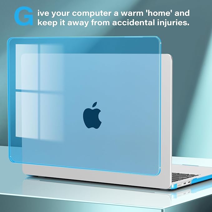 CISSOOK Compatible with MacBook Air 13.6 inch Case 2022 2024 2025 Release Model A268 A3113 A3240 with Touch ID, Laptop Hard Shell Case with Keyboard Cover for Mac Air 13.6 M2 M3 M4, Sky Blue
